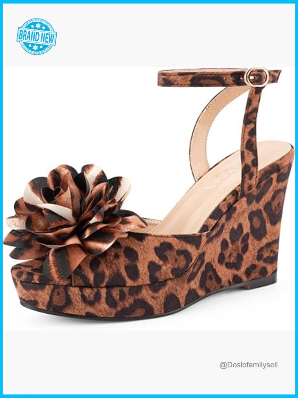Platform Wedge Sandals Peep Toe Animal Print Criss Cross Ankle Strap Heels Comfy
